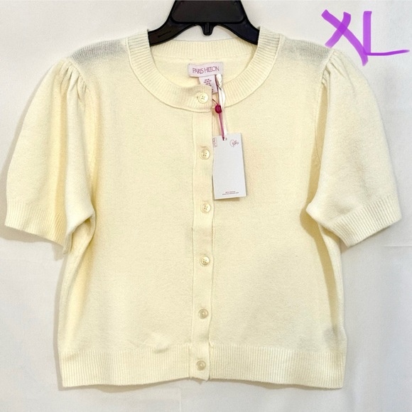 Paris Hilton Sweaters - Paris Hilton Ivory Button-Up Cardigan